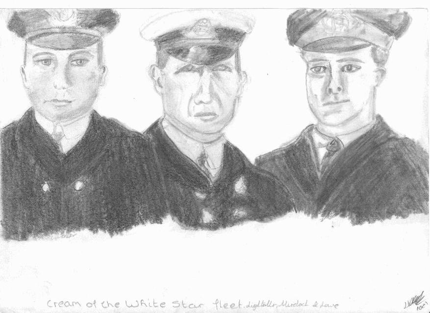 Second Officer Lightoller, First Officer Murdoch and Fifth Officer Lowe